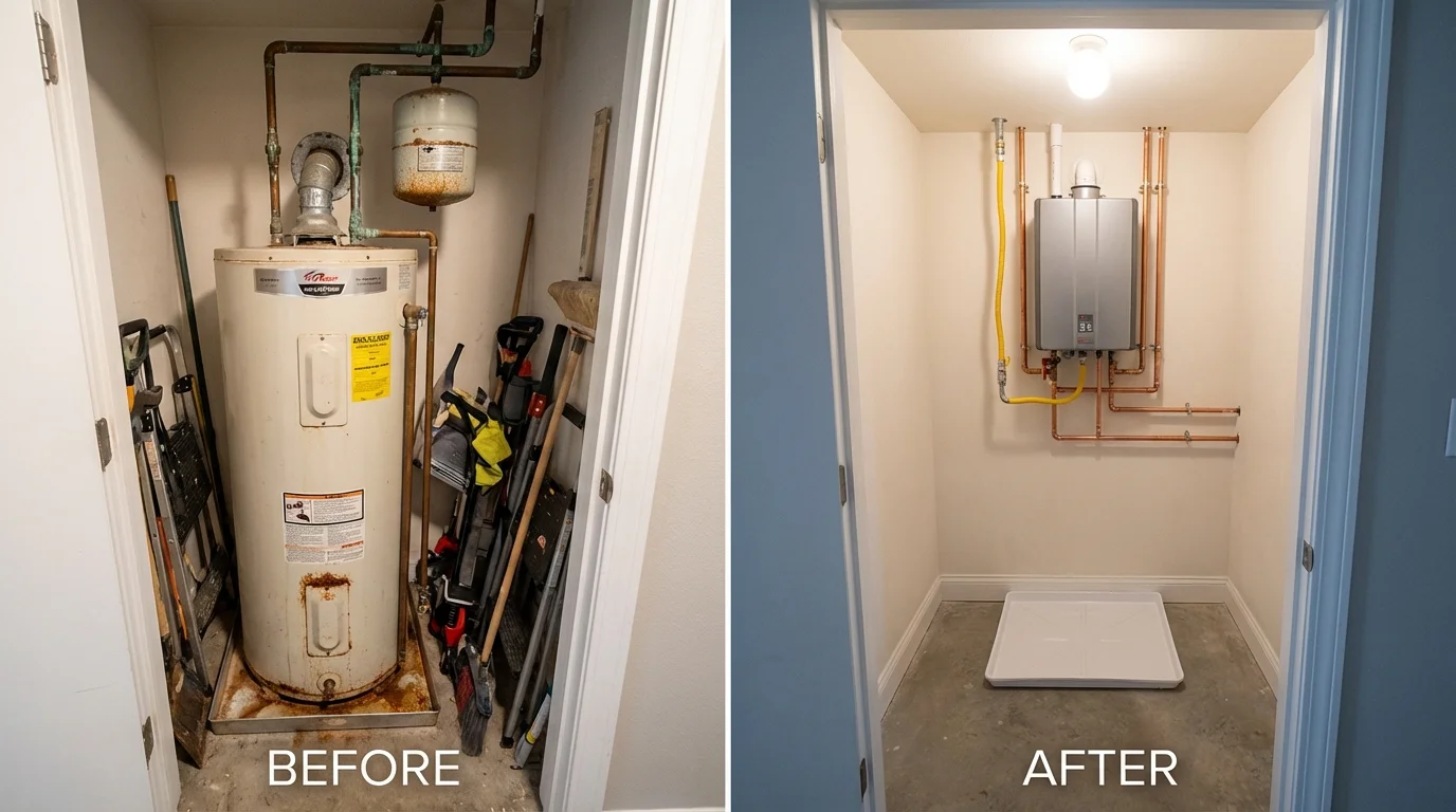 Tank water heater versus wall-mounted tankless unit comparison for Marble Hill, MO homeowners